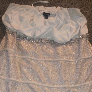 Strapless white and cream cheetah print dress